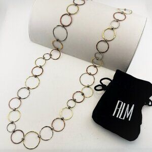 RLM Studio Necklace Robert Lee Morris Sterling Silver Brass Long Circle Link 925